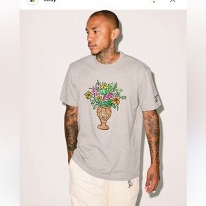 Men’s white t-shirt OVO large floral vase BNWT